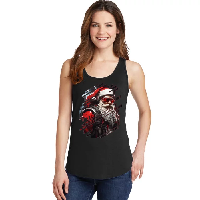 Action Filled Santa Ladies Essential Tank