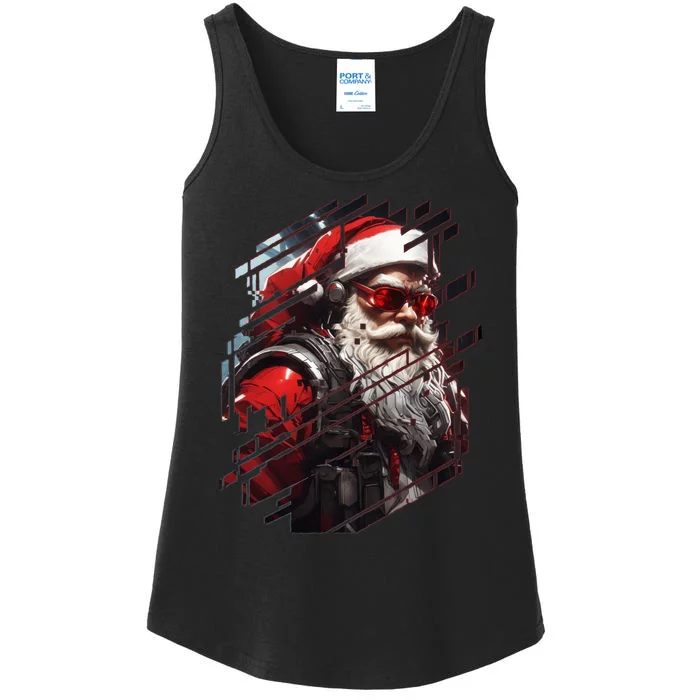 Action Filled Santa Ladies Essential Tank