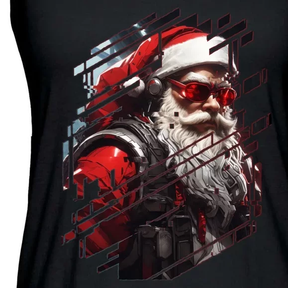 Action Filled Santa Ladies Essential Flowy Tank