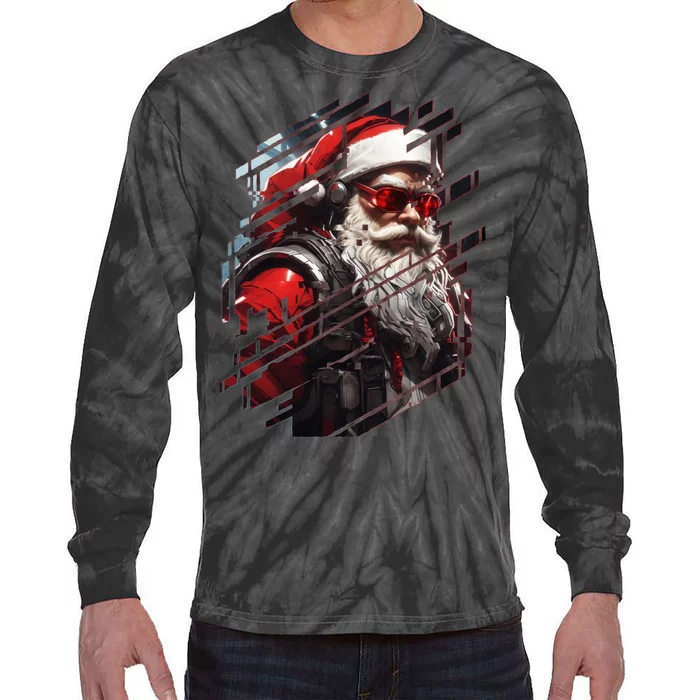 Action Filled Santa Tie-Dye Long Sleeve Shirt