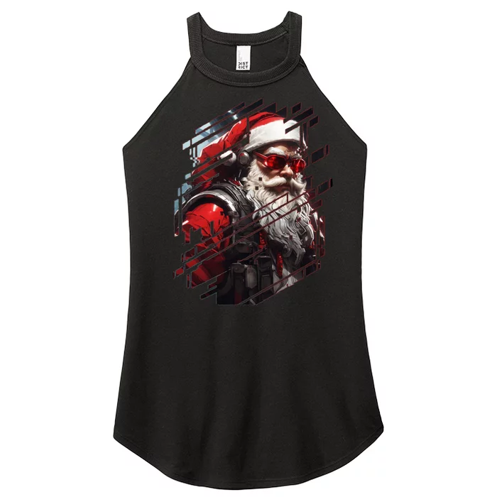 Action Filled Santa Women’s Perfect Tri Rocker Tank