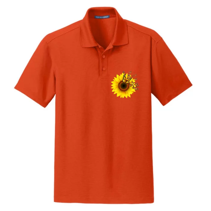 Autumn Fall Sunflower Butterflies Dry Zone Grid Performance Polo