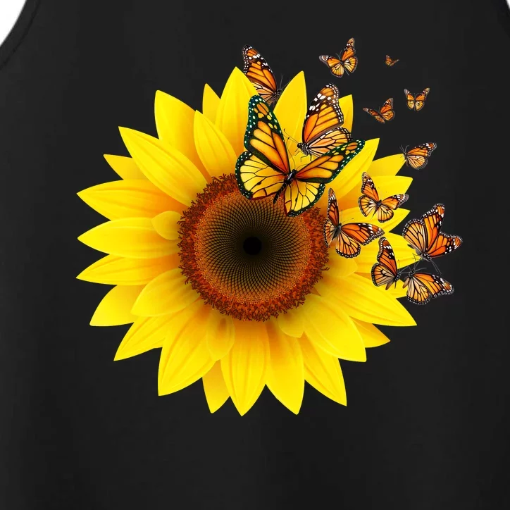 Autumn Fall Sunflower Butterflies Performance Tank