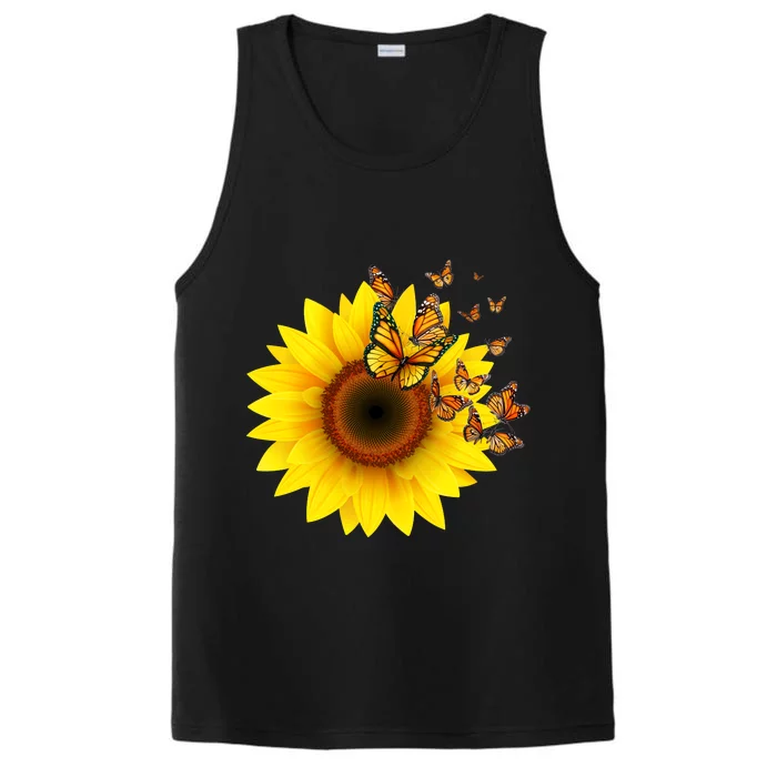 Autumn Fall Sunflower Butterflies Performance Tank