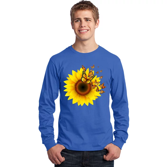 Autumn Fall Sunflower Butterflies Long Sleeve Shirt