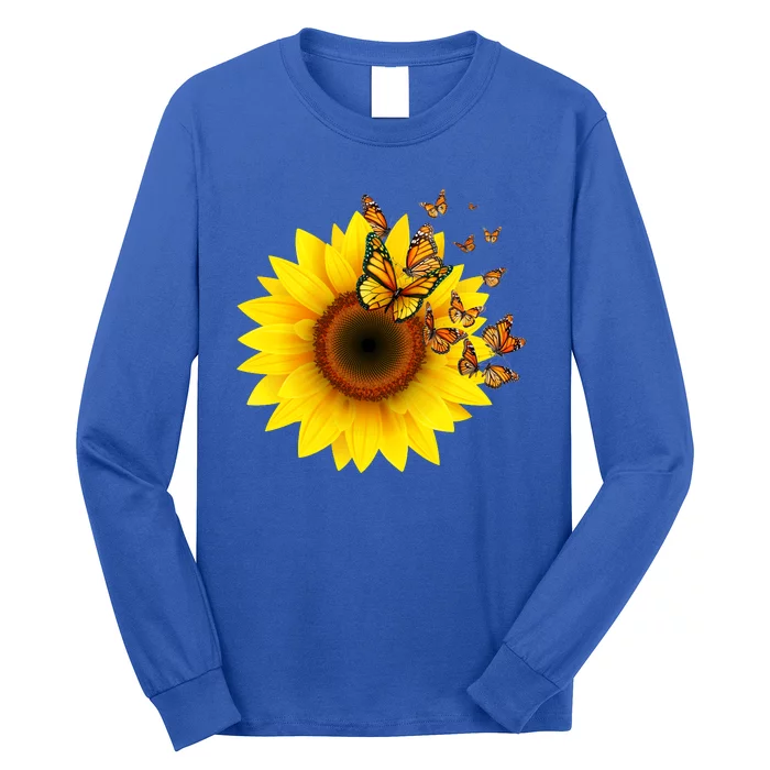 Autumn Fall Sunflower Butterflies Long Sleeve Shirt