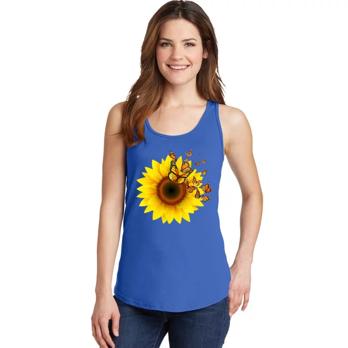 Autumn Fall Sunflower Butterflies Ladies Essential Tank