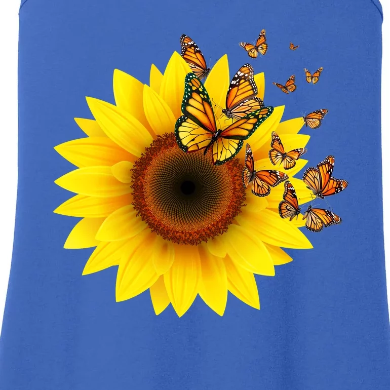 Autumn Fall Sunflower Butterflies Ladies Essential Tank