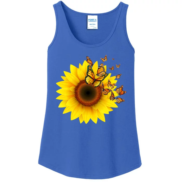 Autumn Fall Sunflower Butterflies Ladies Essential Tank