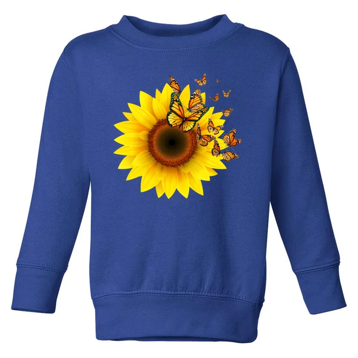 Autumn Fall Sunflower Butterflies Toddler Sweatshirt