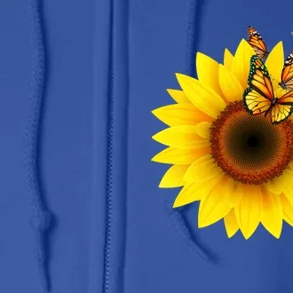 Autumn Fall Sunflower Butterflies Full Zip Hoodie