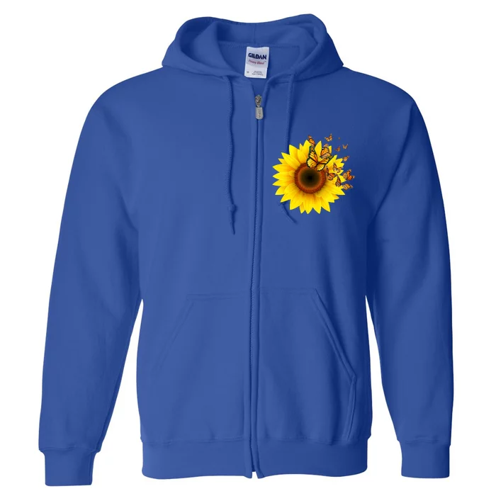 Autumn Fall Sunflower Butterflies Full Zip Hoodie