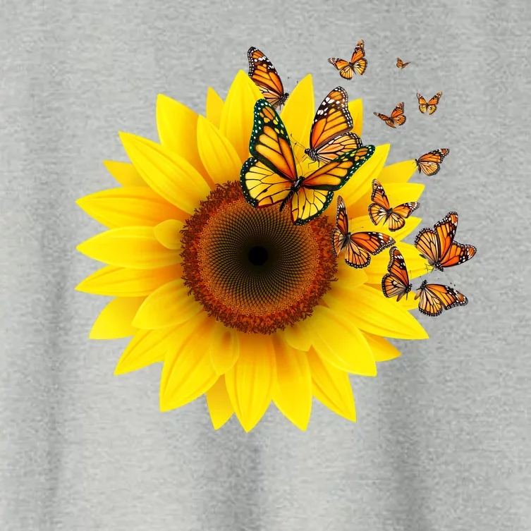 Autumn Fall Sunflower Butterflies Women's Crop Top Tee