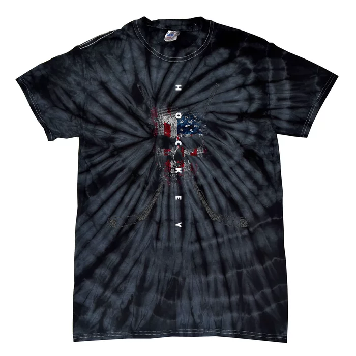 American Flag Skull Hockey Apparel Hockey Tie-Dye T-Shirt