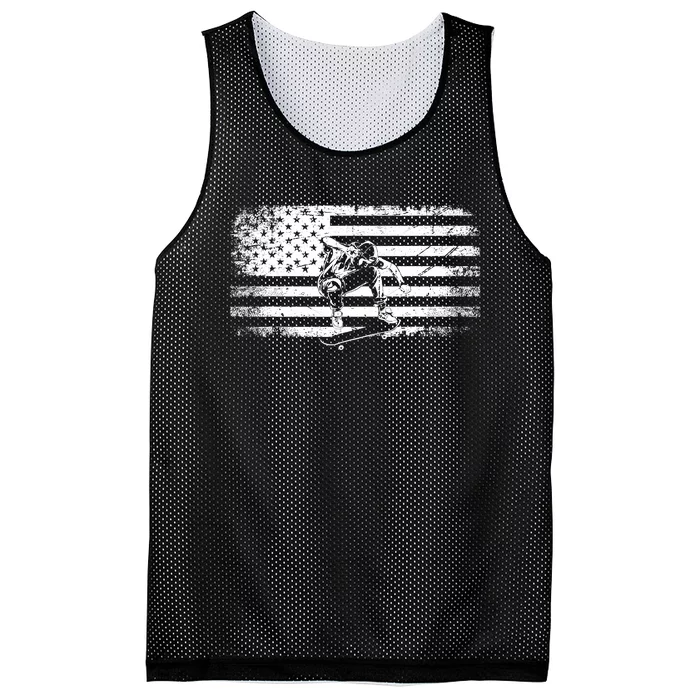 American Flag Skateboard - Skateboarder Skateboard Mesh Reversible Basketball Jersey Tank