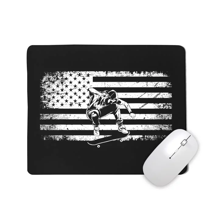 American Flag Skateboard - Skateboarder Skateboard Mousepad