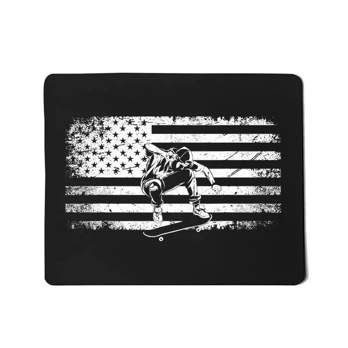 American Flag Skateboard - Skateboarder Skateboard Mousepad