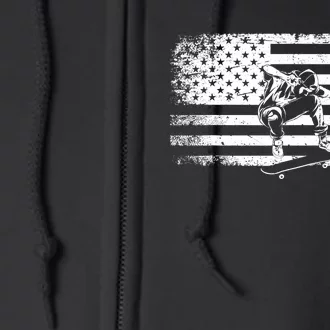 American Flag Skateboard - Skateboarder Skateboard Full Zip Hoodie