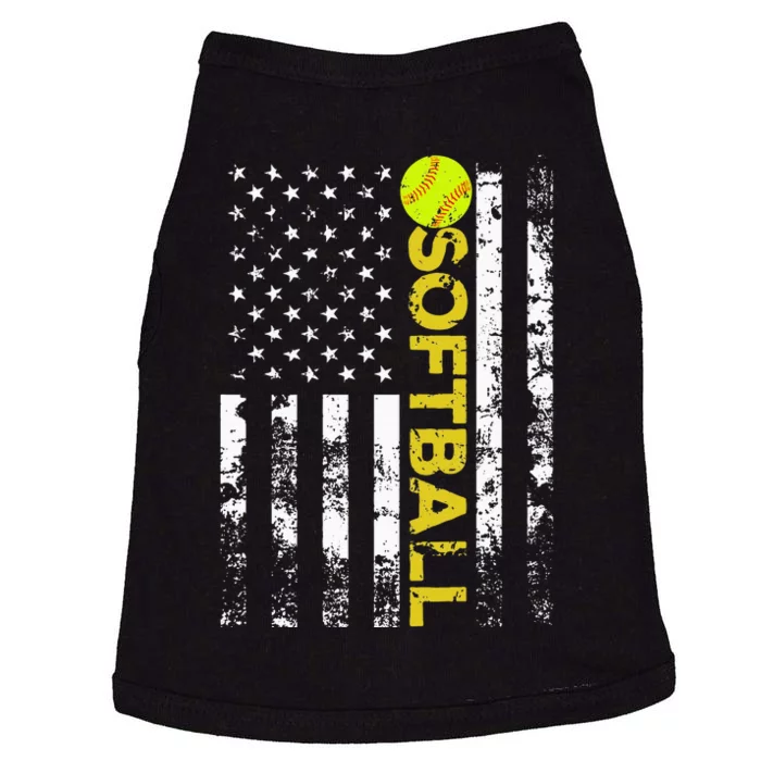 American Flag Softball Team Gift Doggie Tank