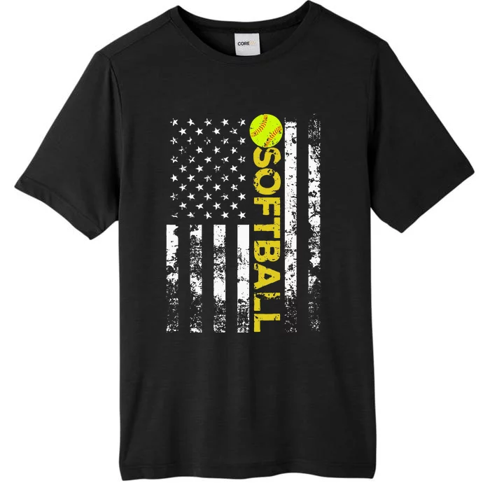 American Flag Softball Team Gift ChromaSoft Performance T-Shirt