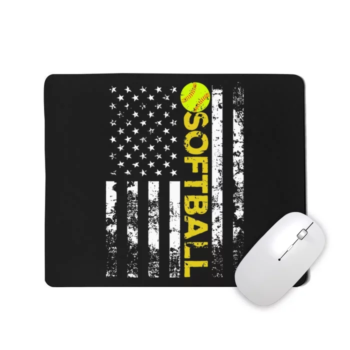 American Flag Softball Team Gift Mousepad