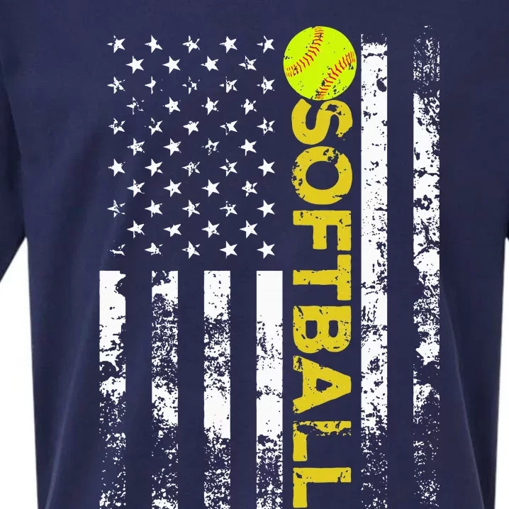 American Flag Softball Team Gift Sueded Cloud Jersey T-Shirt