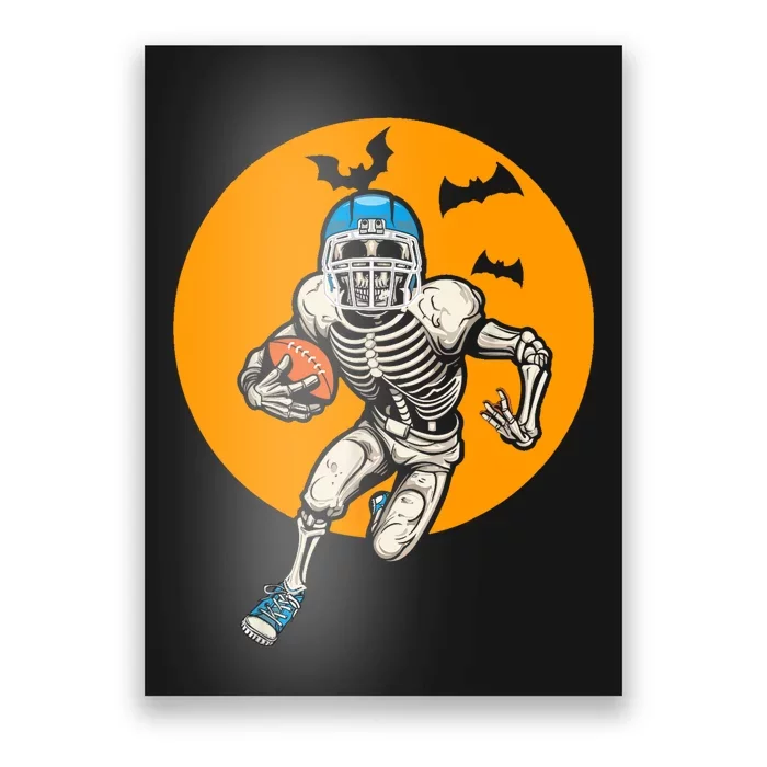 American Football Skeleton Halloween Football Fan Poster