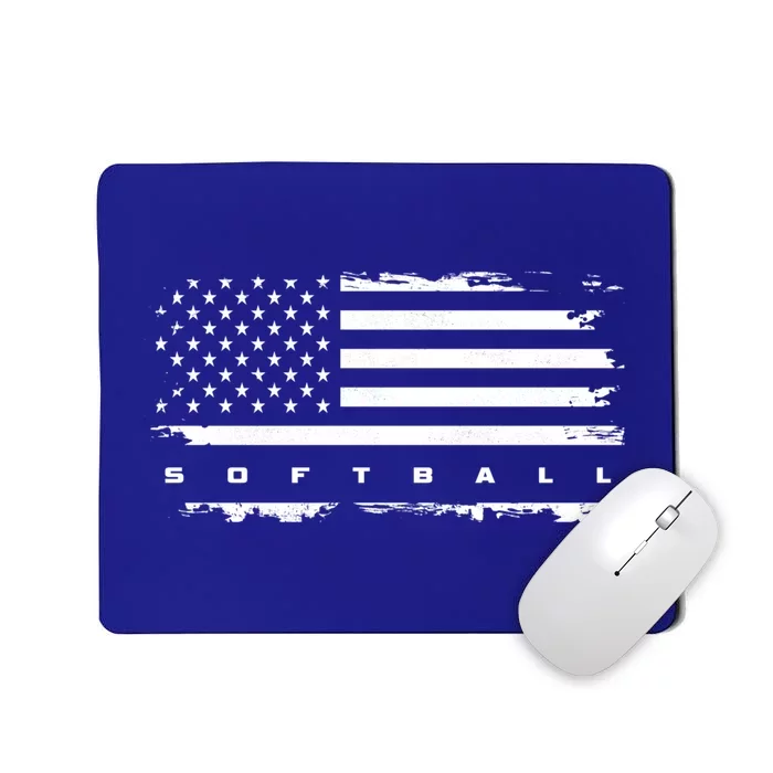 American Flag Softball Gift Softball Funny Gift Mousepad