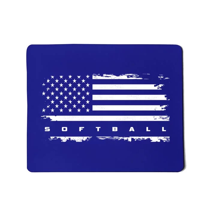 American Flag Softball Gift Softball Funny Gift Mousepad