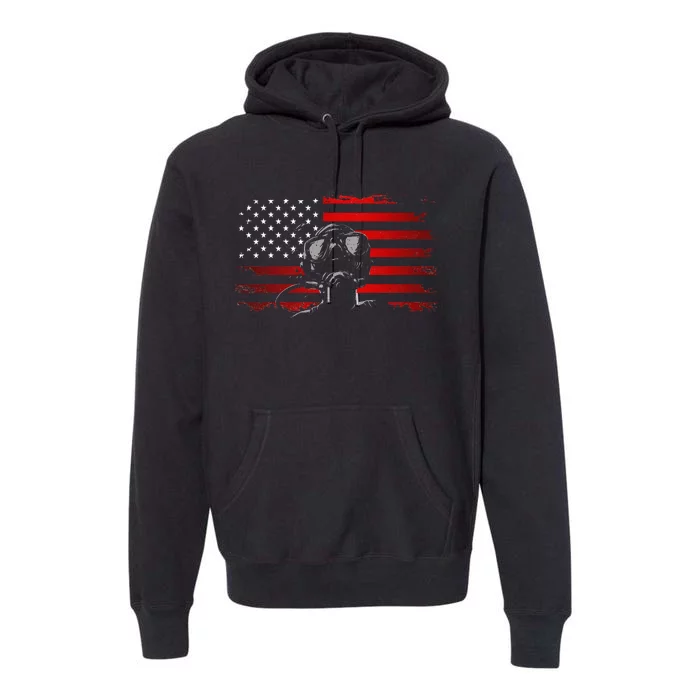 American Flag Scuba Diving Apparel Scuba Diving Premium Hoodie