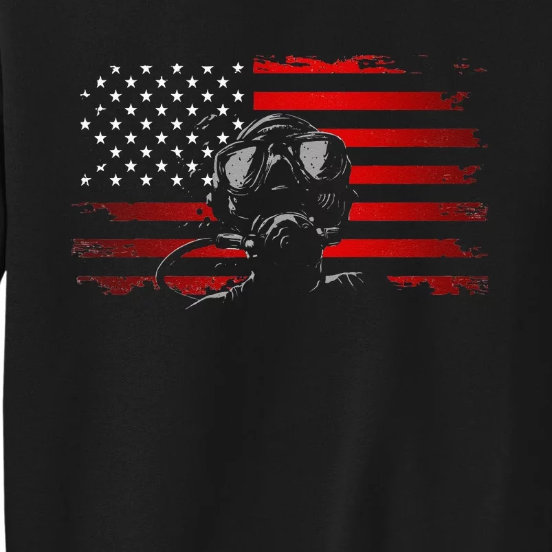 American Flag Scuba Diving Apparel Scuba Diving Tall Sweatshirt