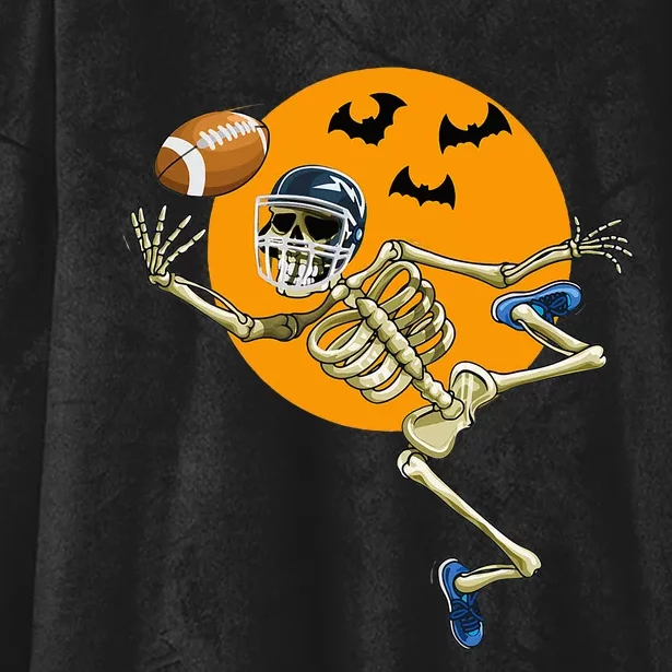 American Football Skeleton Halloween Football Fan Hooded Wearable Blanket