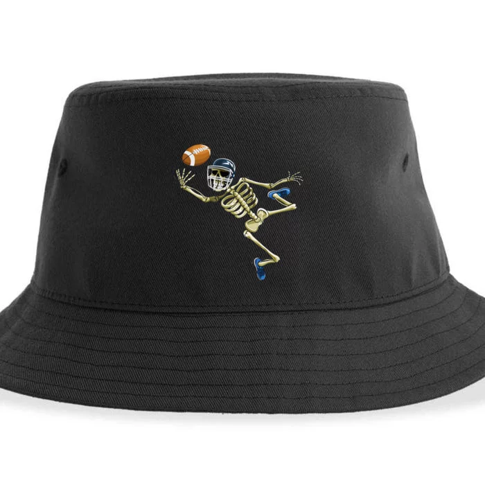 American Football Skeleton Halloween Football Fan Sustainable Bucket Hat