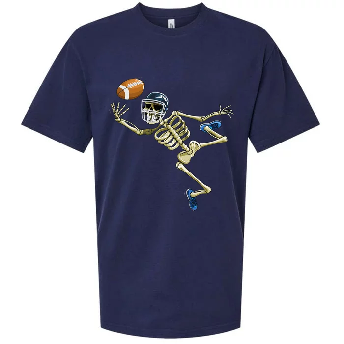 American Football Skeleton Halloween Football Fan Sueded Cloud Jersey T-Shirt