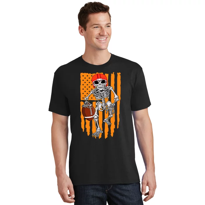 American Football Skeleton Halloween Football Fan T-Shirt