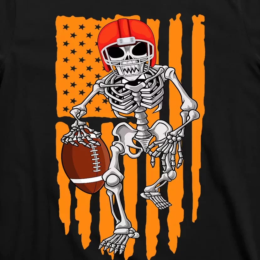 American Football Skeleton Halloween Football Fan T-Shirt