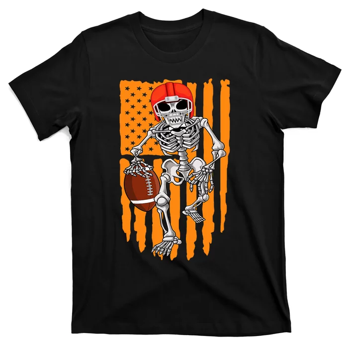 American Football Skeleton Halloween Football Fan T-Shirt