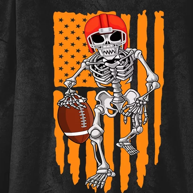 American Football Skeleton Halloween Football Fan Hooded Wearable Blanket