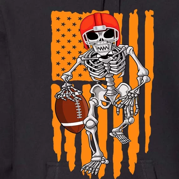 American Football Skeleton Halloween Football Fan Premium Hoodie