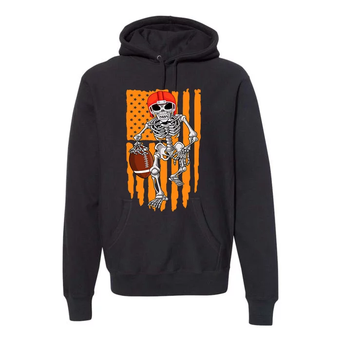 American Football Skeleton Halloween Football Fan Premium Hoodie