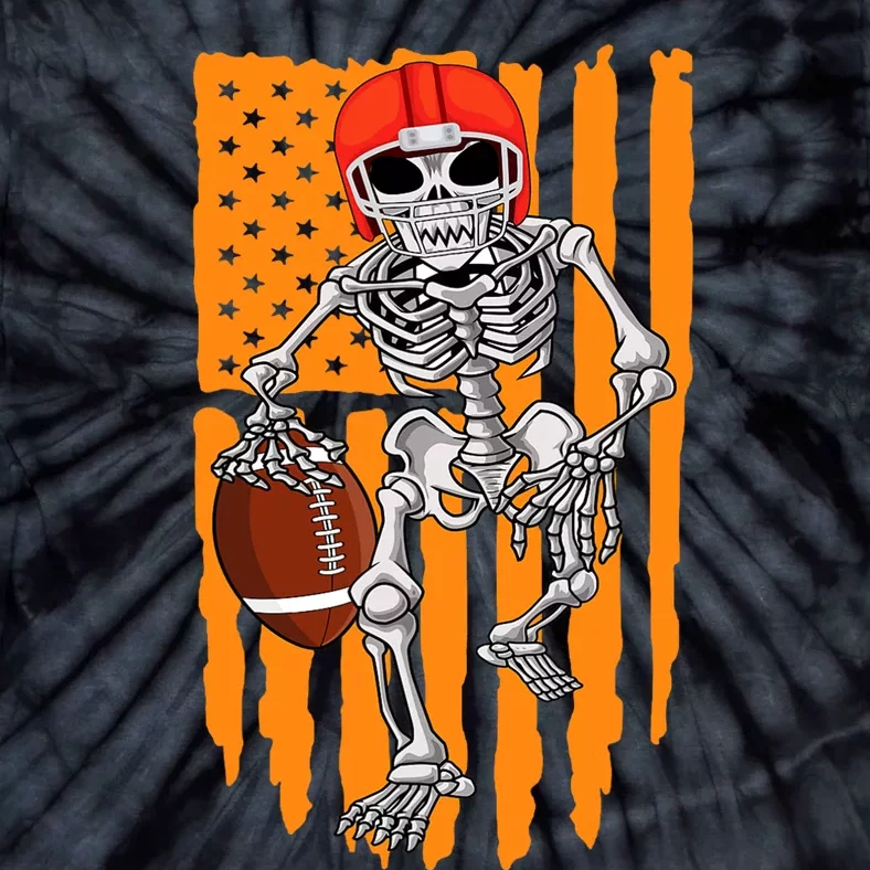 American Football Skeleton Halloween Football Fan Tie-Dye T-Shirt