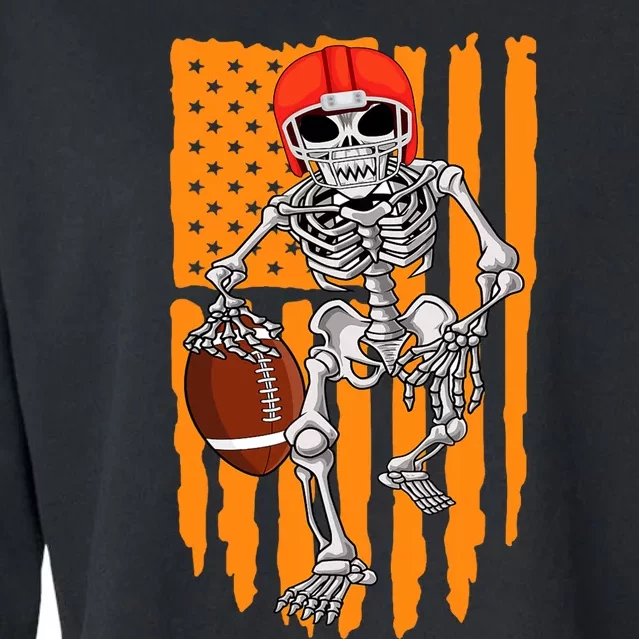 American Football Skeleton Halloween Football Fan Cropped Pullover Crew