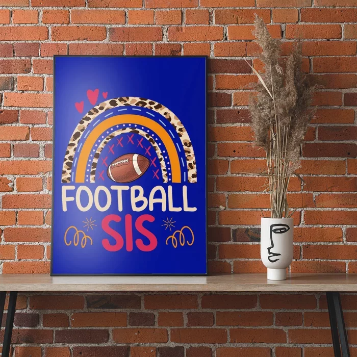 American Football Sis Family Matching Sister Leopard Rainbow Gift Poster