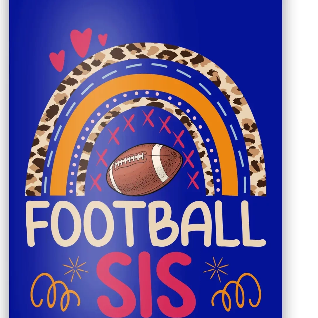 American Football Sis Family Matching Sister Leopard Rainbow Gift Poster