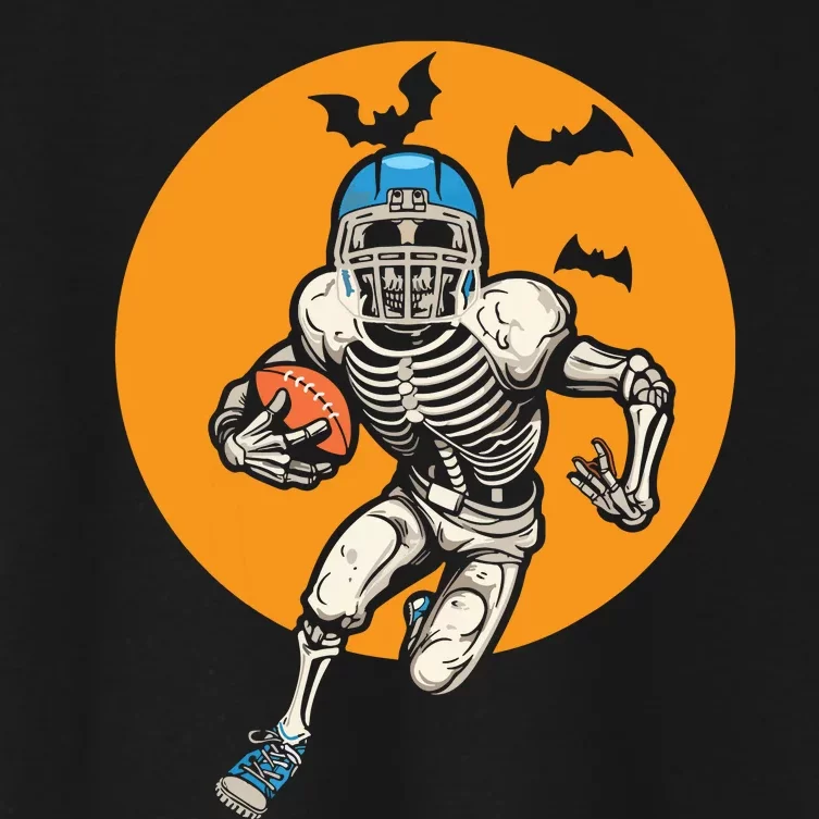 American Football Skeleton Halloween Football Fan Women's Crop Top Tee