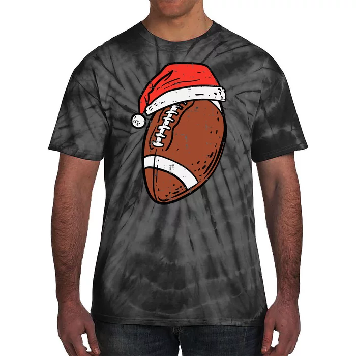 American Football Santa Hat Sports Christmas Xmas Tie-Dye T-Shirt