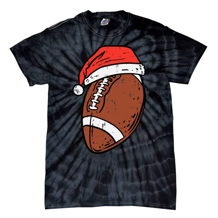 American Football Santa Hat Sports Christmas Xmas Tie-Dye T-Shirt