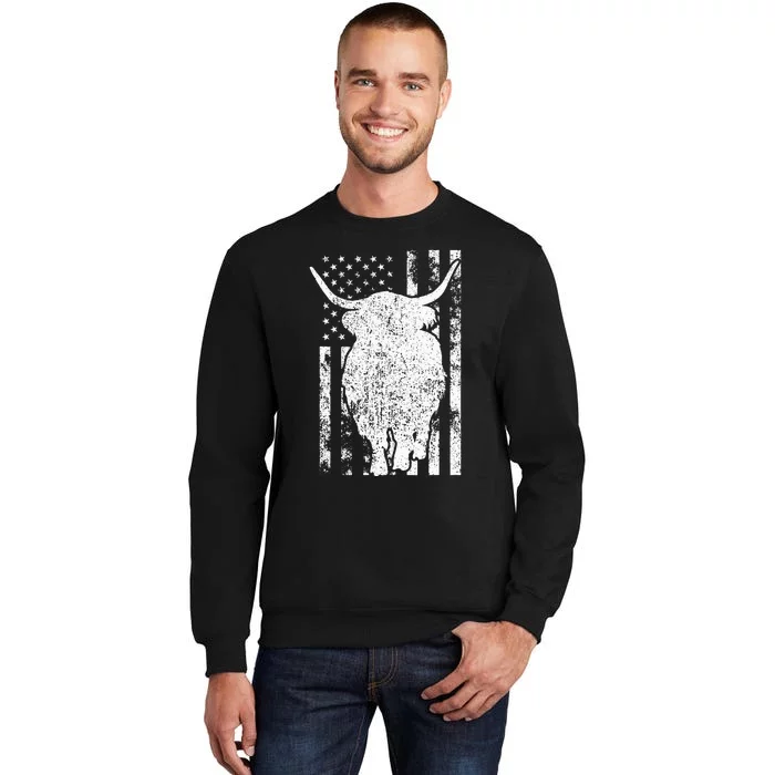 American Flag Scottish Highland Cow For Cattle Farmer Sweatshirt