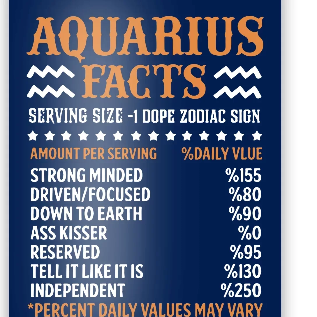 Aquarius Facts Serving Size Dope Zodiac Sign Amount Per Serving Daily Vlue Perce Poster