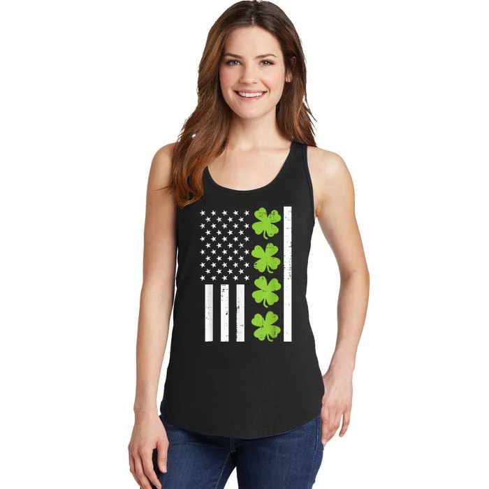 American Flag Shamrock St Patricks Day, St Patricks Day, Funny St Patricks Day, Ladies Essential Tank